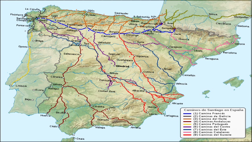 Mapa pelegrinos Santiago
